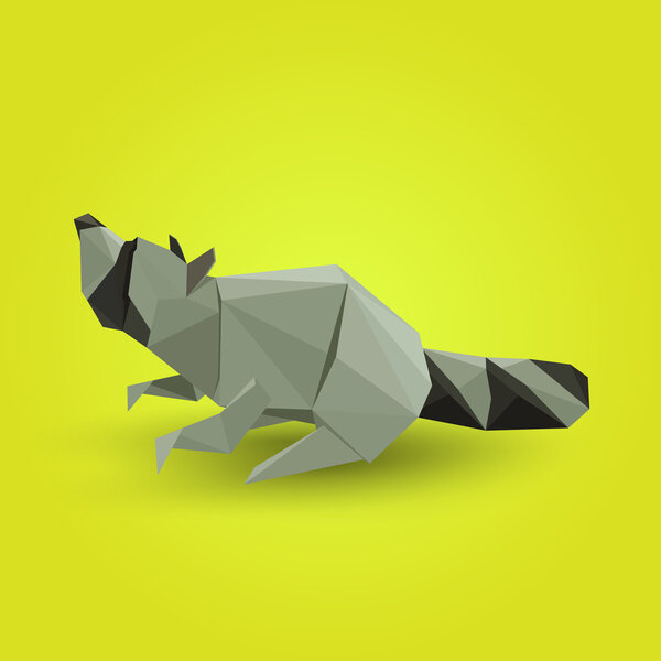 Vector illustration of origami raccoon.