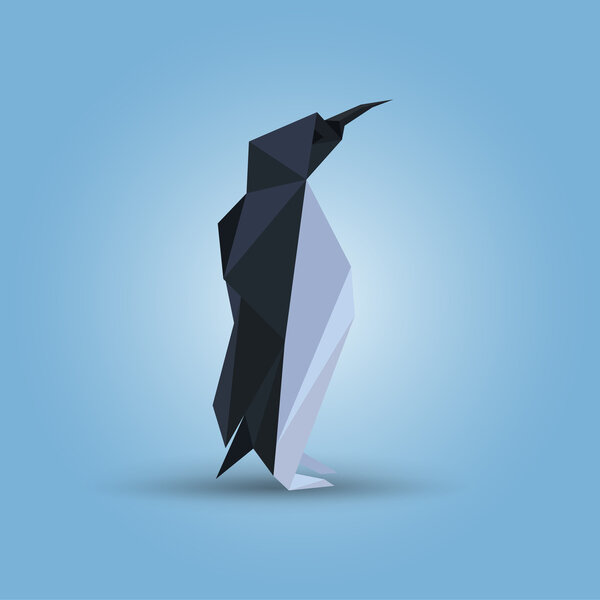 Vector illustration of origami penguin.