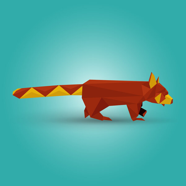 Vector illustration of origami red panda.