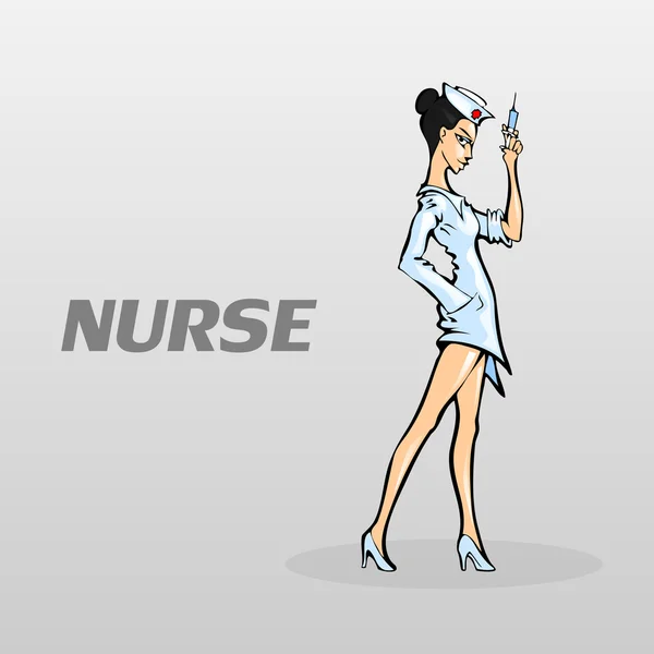 Vektor Illustration Einer Krankenschwester Die Bereit Ist Eine Injektion Machen Vektorgrafiken
