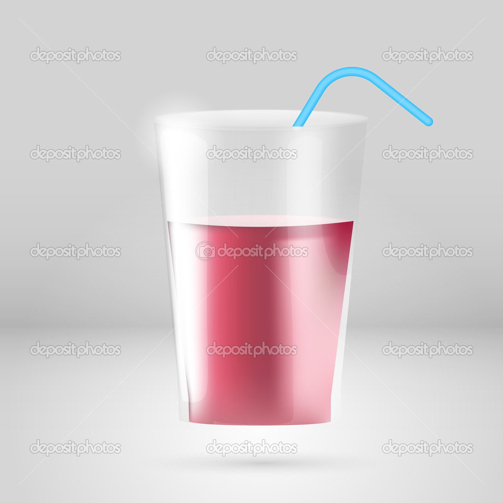Glass of juice with tubule. Vector illustration.