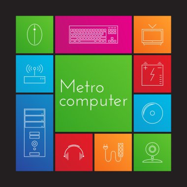 Vector set of computer icons. clipart