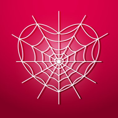 Spider web in the form of heart. Vector illustration. clipart