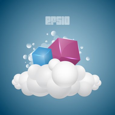 Vector background with cubes on cloud. clipart