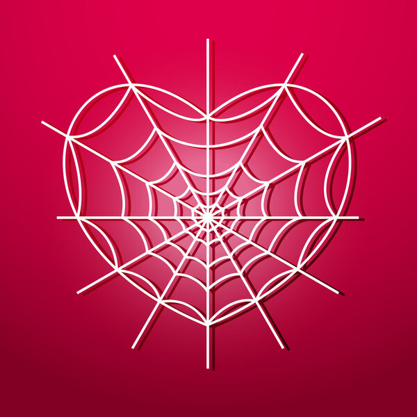 Паутина в форме сердца. Векторная иллюстрация
.