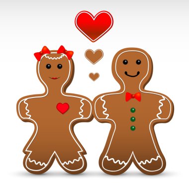Gingerbread boy and girl cookies. Vector illustration. clipart
