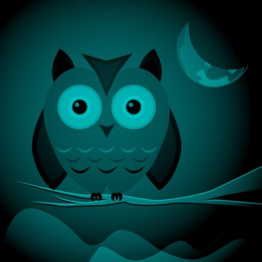 Owl on the branch. Vector illustration. clipart