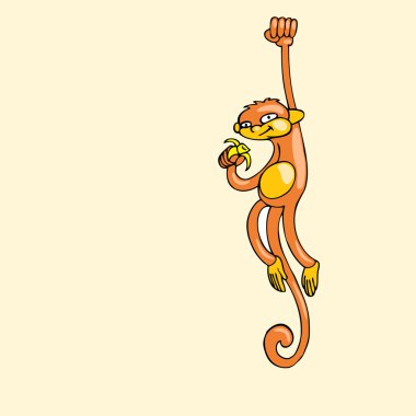 Monkey with banana. Vector illustration. clipart