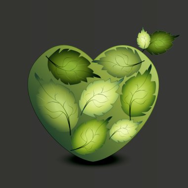 Heart of green leaves. Vector illustration. clipart