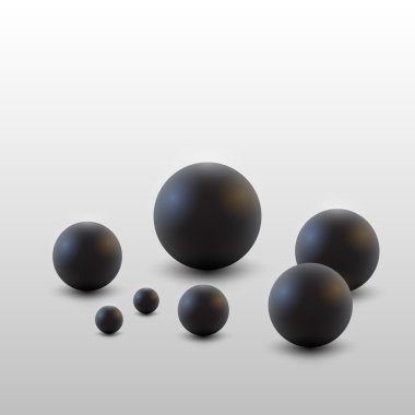 Vector black balls. White bacground. clipart