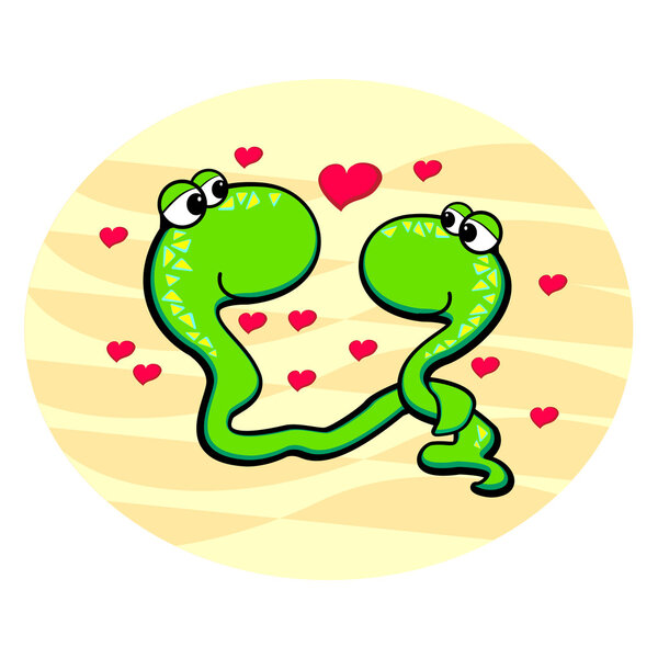 Snakes in love. Vector illustration.