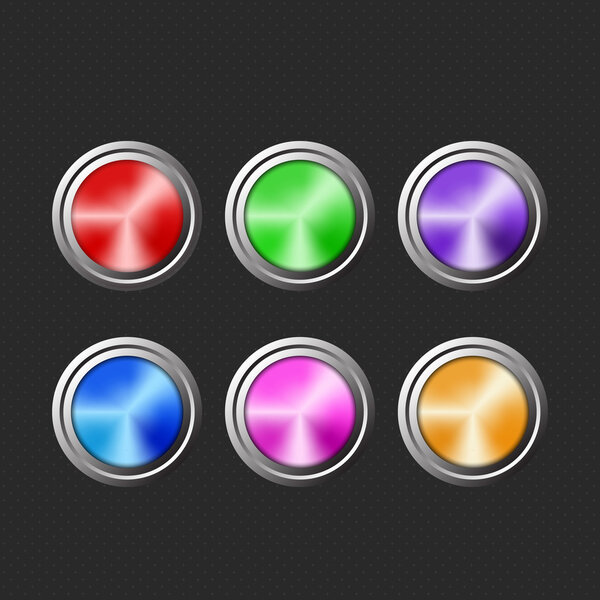 Colored buttons on black background.