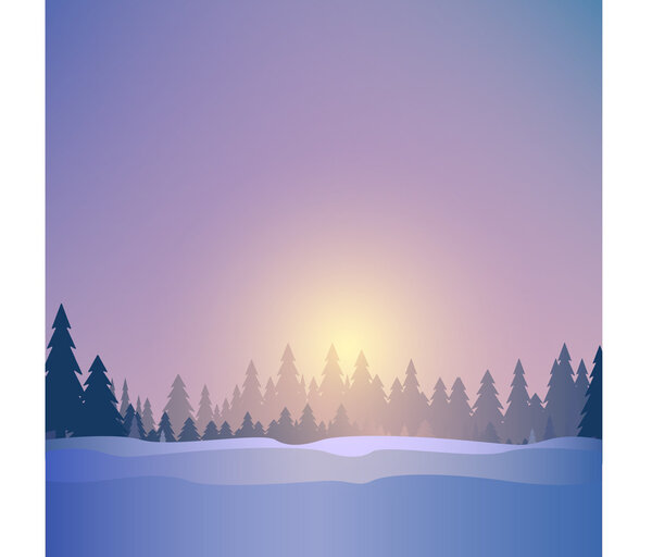 Vector illustration of winter landscape.