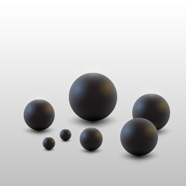 Vector black balls. White bacground.