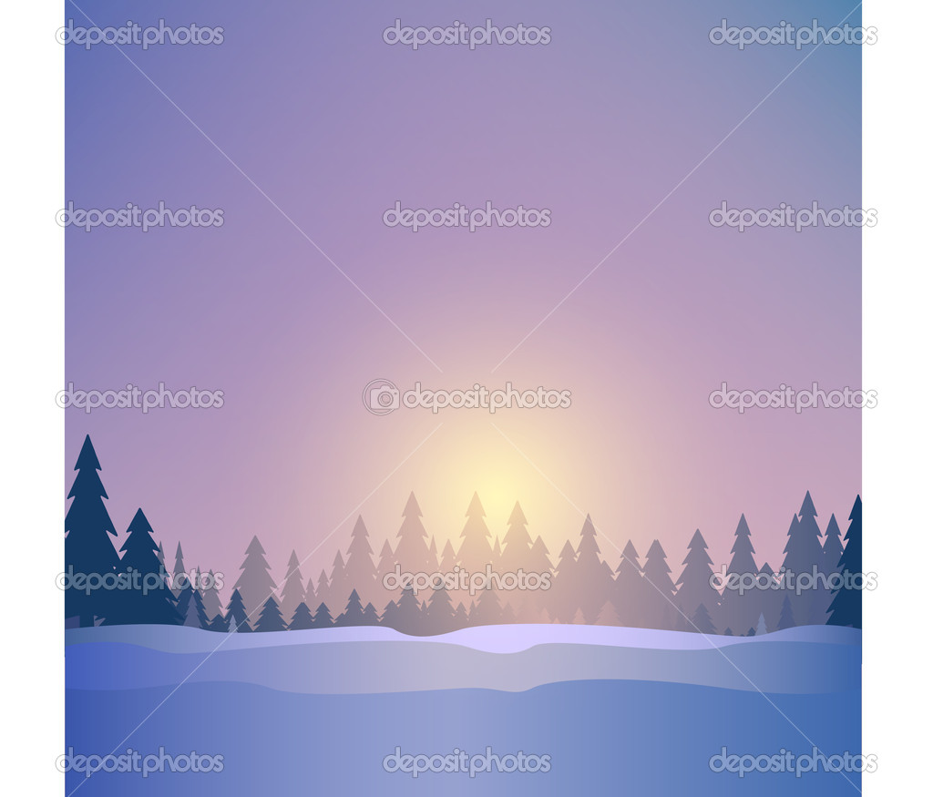 Vector illustration of winter landscape.