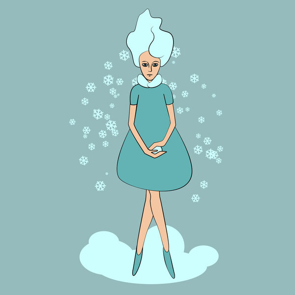 Wintertime girl. Vector illustration.