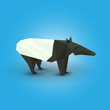 Vector illustration of origami tapir. clipart