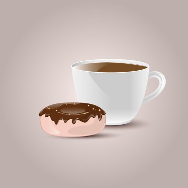 kahve fincanı donut ile vektör çizim.