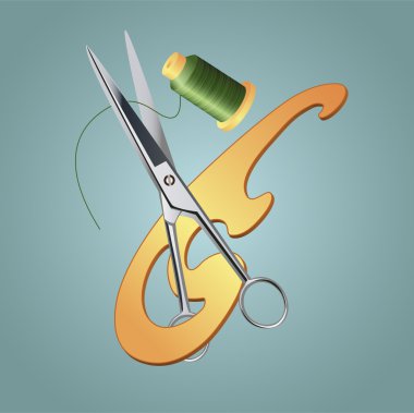 Vector illustration of sewing tools. clipart