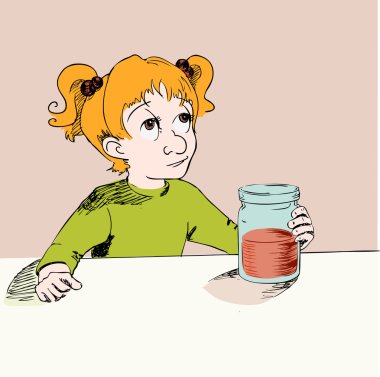 Girl with jam. Vector illustration. clipart