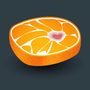 Orange with meat structure and bone in form heart. clipart