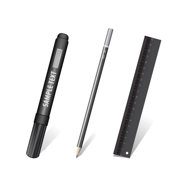 Vector illustration of writing instruments.
