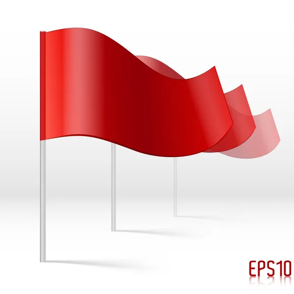Vektor Piros Zászlók Fehér Bacground — Stock Vector
