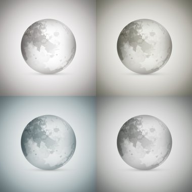Vector illustration of four transparent moons. clipart