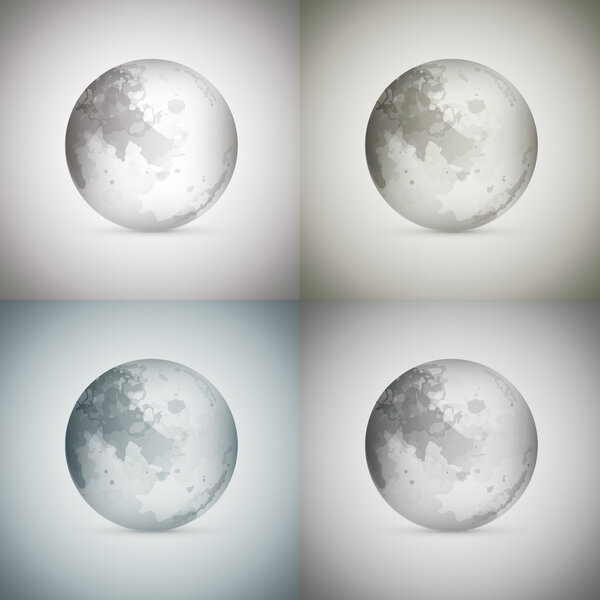 Vector illustration of four transparent moons.