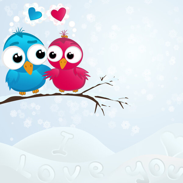 Couple of birds in love. Vector illustration.