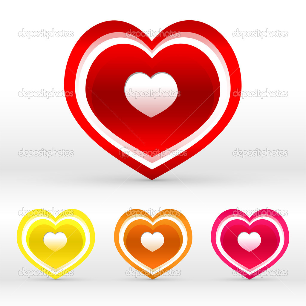 Vector set of colored hearts.