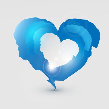 Blue torn heart. Vector illustration. clipart