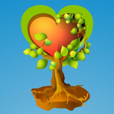 Vector illustration of heart tree. clipart
