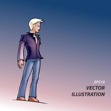 Vector illustration of a blond man. clipart