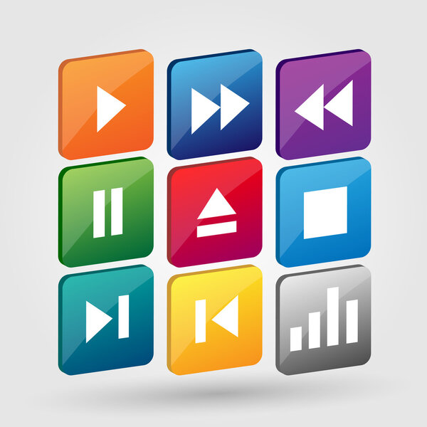 Vector set of media buttons.