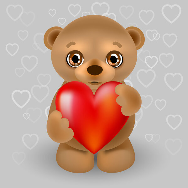 Vector illustration of a teddy bear with a heart.