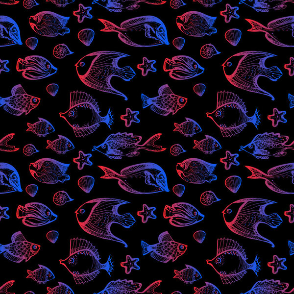 Vector background with fishes.