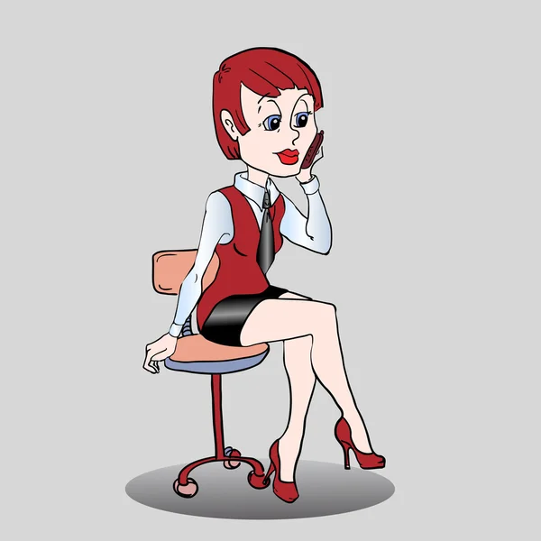 Illustration Vectorielle Une Femme Affaires Avec Téléphone — Image vectorielle