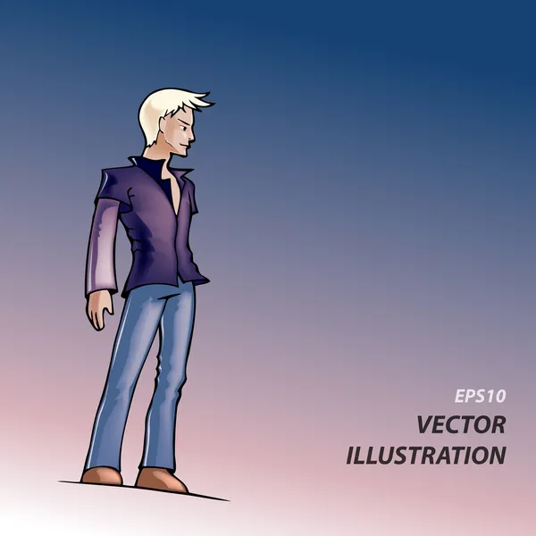 Vector Illustration Blond Man — Stock Vector