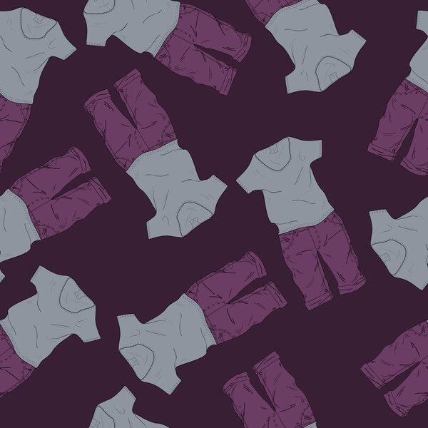 Vector background with shorts and t-shirts.