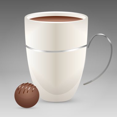 Vector illustration of coffee cup with candy. clipart