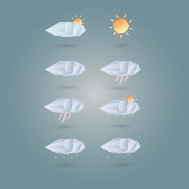 Vector illustration of weather forecast icons. clipart