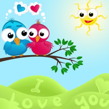 Couple of birds in love. Vector illustration. clipart