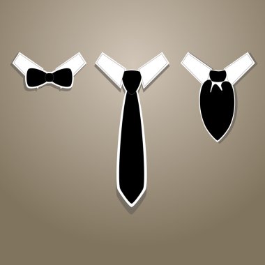 Vector illustration of tie, bow tie and neckerchief. clipart