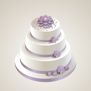vektör çizim çiçek ile bir düğün pastası.