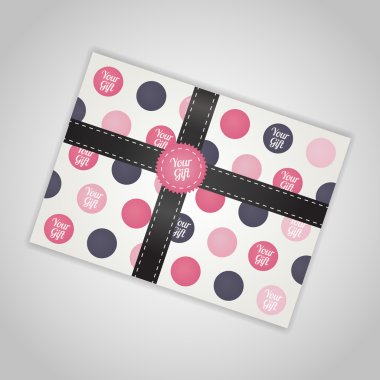 Vector illustration of gift box with ribbon. clipart
