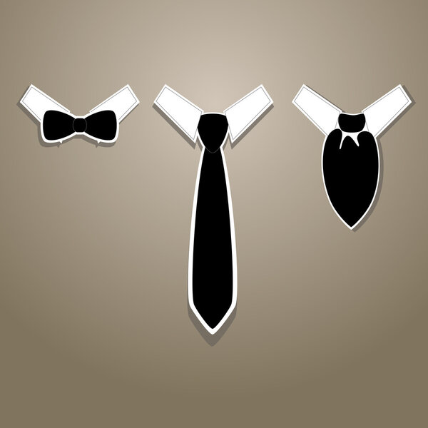 Vector illustration of tie, bow tie and neckerchief.