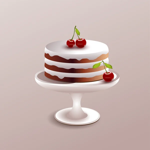 Vector Illustration Cake Cherry — Stock Vector