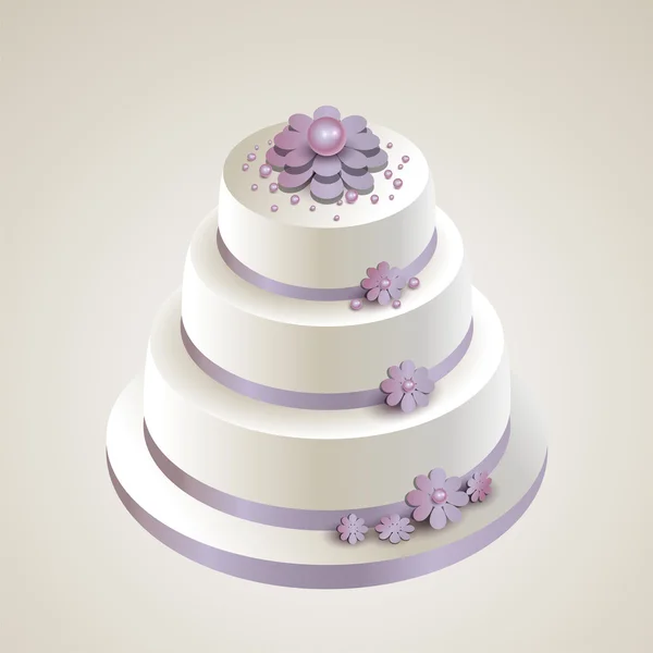用鲜花的婚礼蛋糕矢量插画 — 图库矢量图片