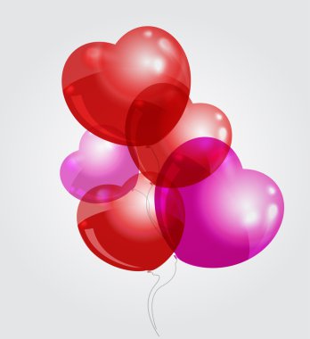 Kalp şeklindeki balonların vektör çizimi.